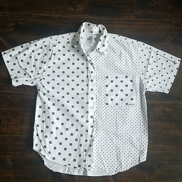 vtg JORDACHE boxy oversize shirt polka dot blouse - Picture 1 of 5